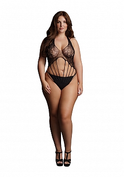 Strappy Lace Teddy - Black - OSX