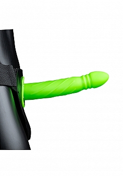 Twisted Hollow Strap-on - 8'' / 20 cm - GitD - Neon Green