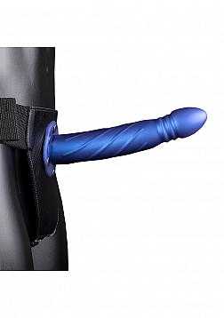 Twisted Hollow Strap-on - 8'' / 20 cm - Metallic Blue