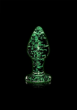 Glass Butt Plug - Glow in the Dark - Large -  Clear