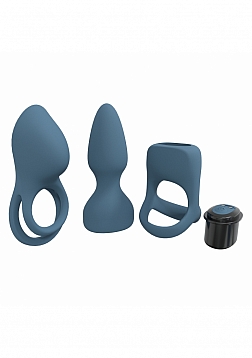 LoveLine - Kit de Placer - 10 Velocidades - Silicona - Recargable - Resistente al agua - Azul Gris