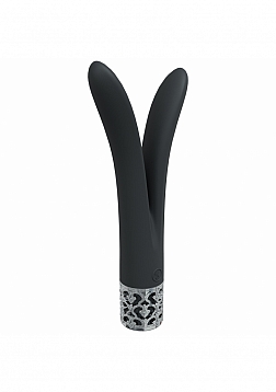 Royal Gems - Dueling Queens - 10 Speed Silicone Rechargeable Vibrator - Black