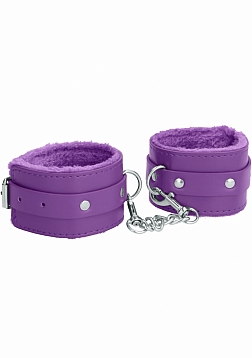 Ouch! Plush Leather Ankle Cuffs - Purple