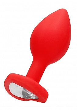 Diamond Heart Butt Plug - Large - Red