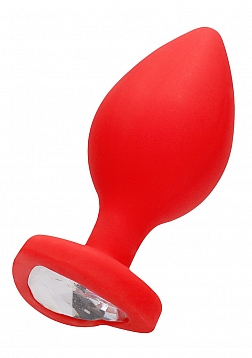 Diamond Heart Butt Plug - Extra Large - Red